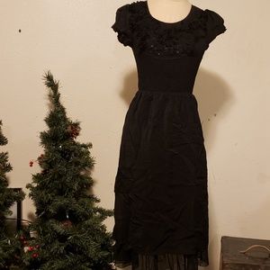 🎯 Paisley sequined ruched top little black dress- k